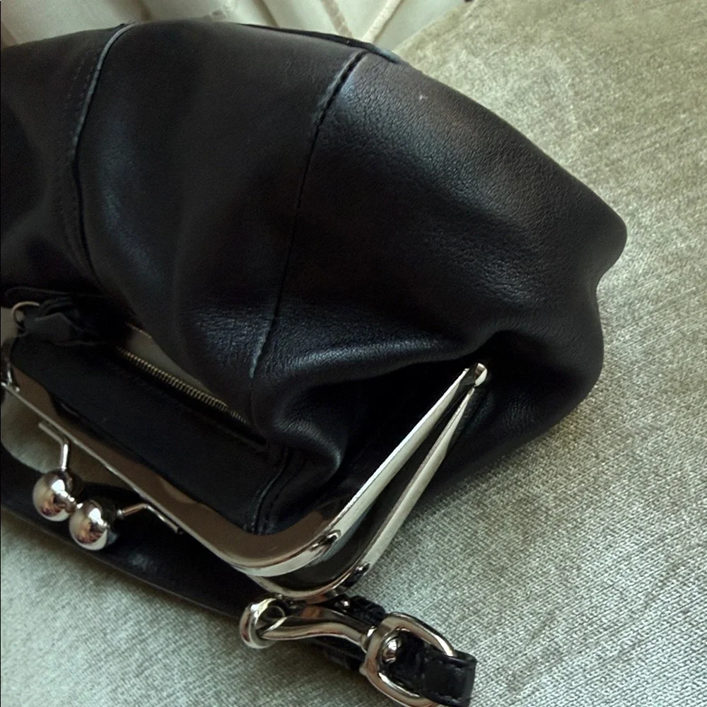 Coach Black Leather Clutch with Silver Accents - Picture 8 of 12